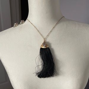 Gold with Black tassel & rhinestone set.